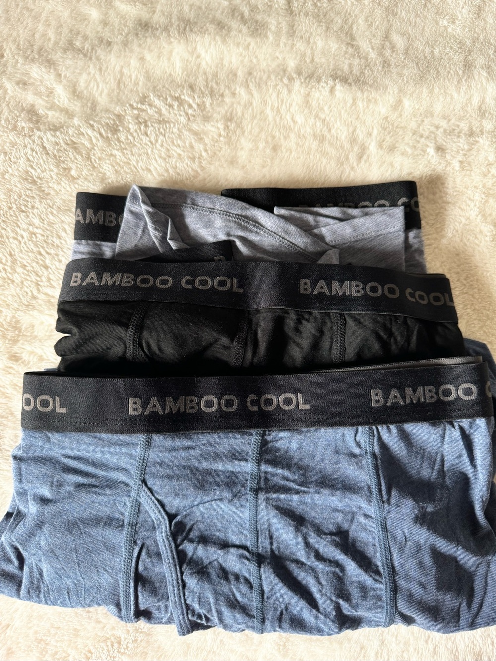 BAMBOO Men's Boxer Briefs Trio - Black, Gray, Blue